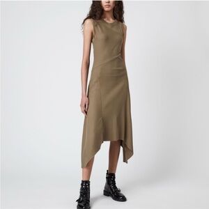 NWT ALLSAINTS GIA DRESS Elegant Olive Green Sleeveless Dress